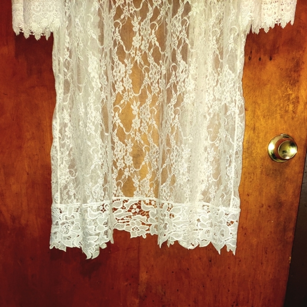 Kimono, White Lace, Beautiful, Sz.2X, Perfect for Weddings, Swimsuit Coverup, - Picture 8 of 9